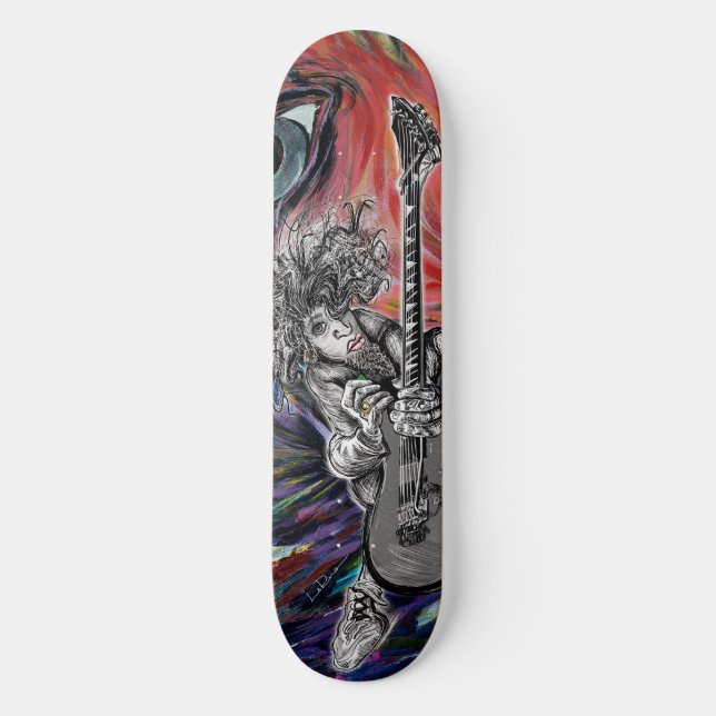 Hair Guitar Art Mini Skateboard Bräda 18,5 Cm (Framsida)