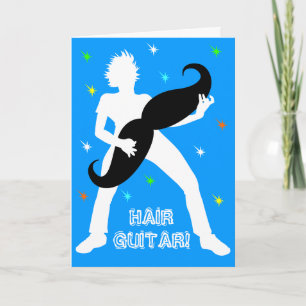 Hair Guitar Birthday Kort