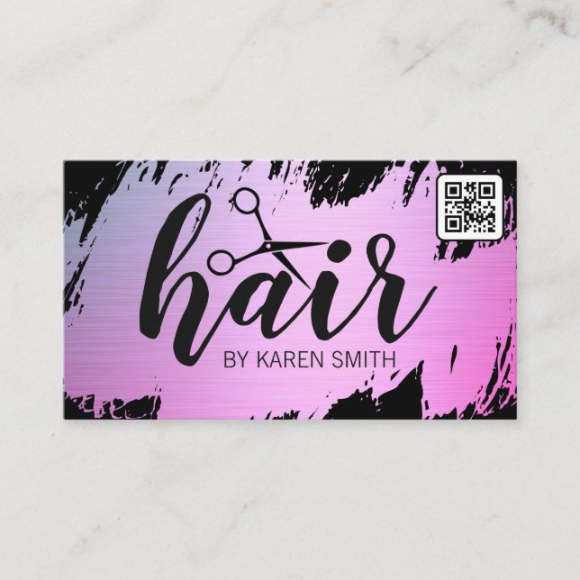 HAIR | Guld Brushed | QR-kod Visitkort (Framsida)