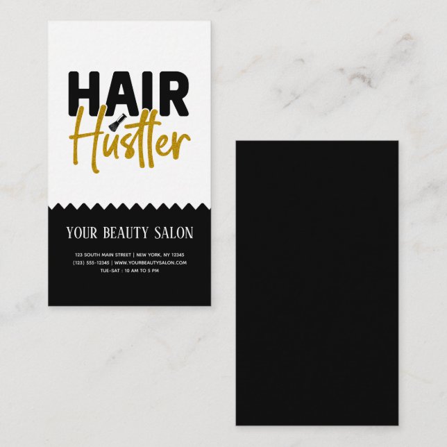 Hair Hustler affärskort Visitkort (Fram/baksida)