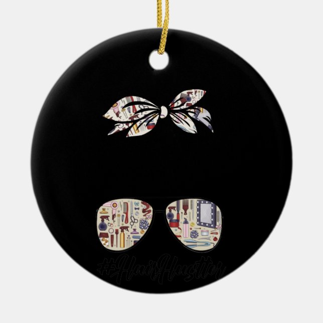 Hair Hustler Hairstylist Salon Hairdresser Messy B Julgransprydnad Keramik (Framsidan)