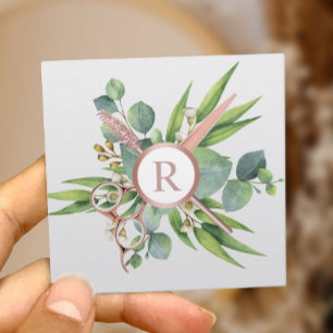 Hair & Lash Salon Botanical Ro Guld Monogram Fyrkantigt Visitkort