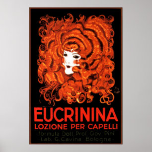 Hair Lotion, Italien, Eucrinina Vintage Advertisin Poster