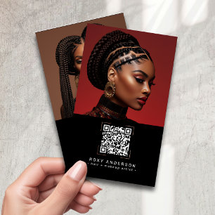 Hair Makeup Artist Modern Black QR-kod Visitkort