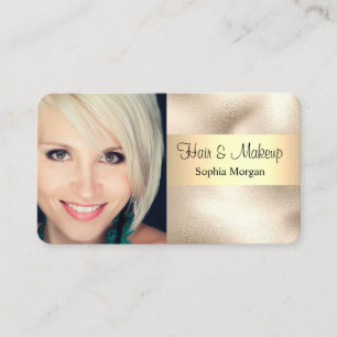 Hair & Makeup, Black Text, Ditt foto, Guld, VS 4 Visitkort