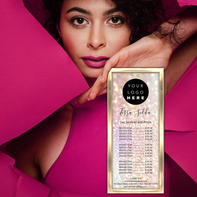 Hair Makeup Body Massage Logotyp Holograph Glitter Reklamkort (Skapare uppladdad)