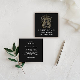 Hair Makeup Nagel Lash Tarot Goddess Black White Fyrkantigt Visitkort