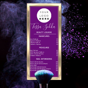 Hair Makeup Nagel Maniboypedicure Guld Lila Reklamkort