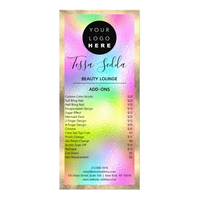 Hair Makeup Nagel Maniboypedicure Holograph Reklamkort (Baksidan)