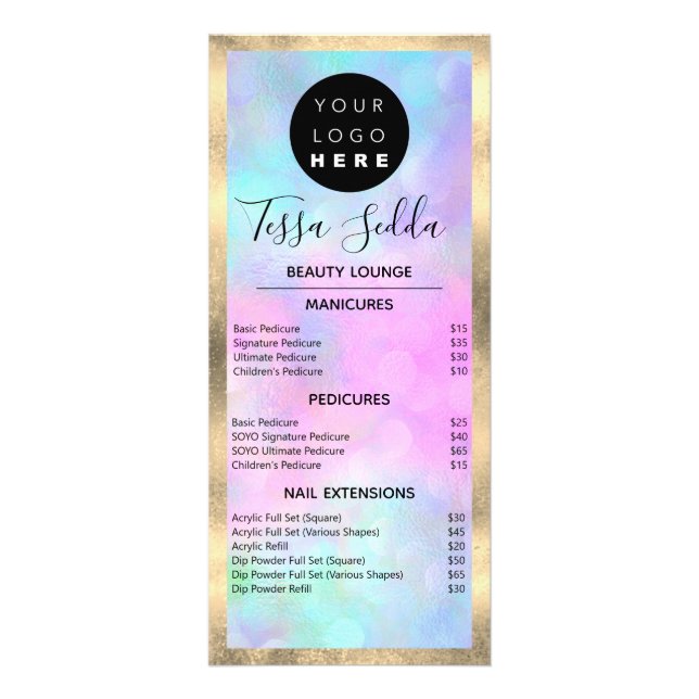 Hair Makeup Nagel Maniboypedicure Holograph Reklamkort (Framsidan)