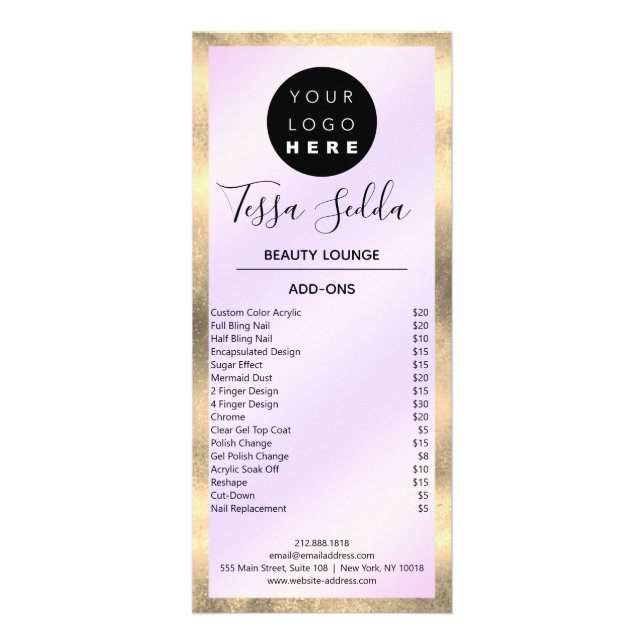 Hair Makeup Nagel Manicuure Pedicure Lila Reklamkort (Baksidan)
