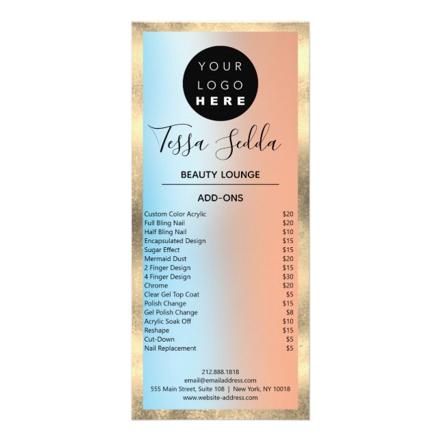 Hair Makeup Nagel Manilockpedicure Blue Ro Reklamkort (Baksidan)