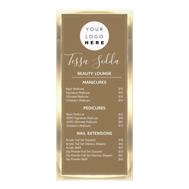 Hair Makeup Nagel ManiURE Pedicure Guld Bronze Reklamkort (Framsidan)