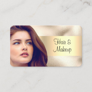 Hair & Makeup Salon, ditt foto, Guld på Guld Visitkort