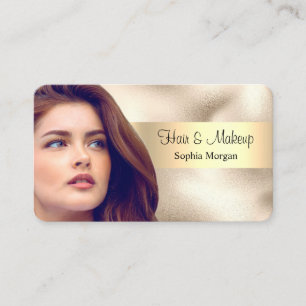 Hair & Makeup Salon, ditt foto, Guld, VS 2 Visitkort