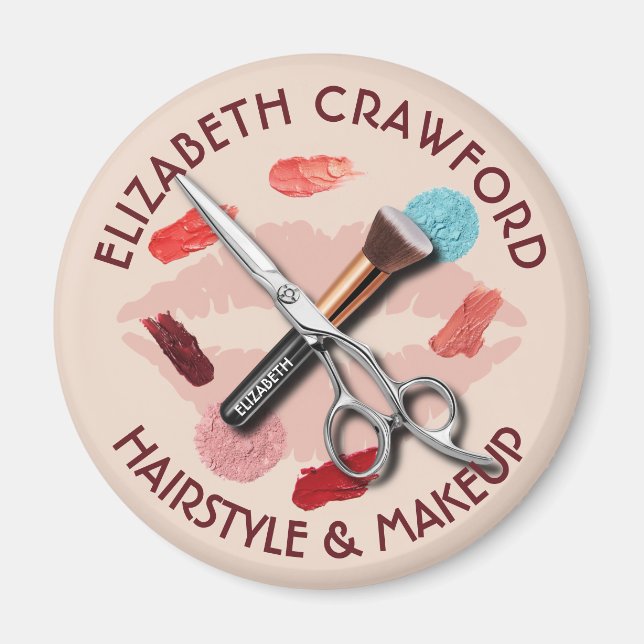 Hair Makeup Stylist Beauty Salon och ditt namn Magnet (Framsidan)