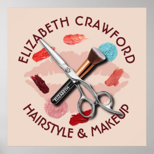 Hair Makeup Stylist Beauty Salon och ditt namn Poster