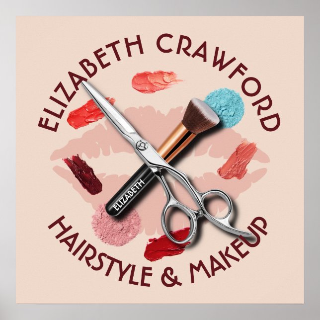 Hair Makeup Stylist Beauty Salon och ditt namn Poster (Framsidan)