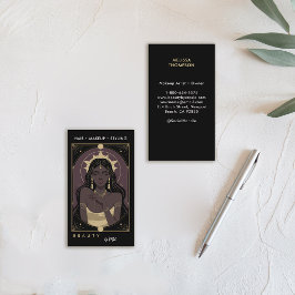 Hair Nagel Makeup Salon Celestial Mystic Tarot Visitkort