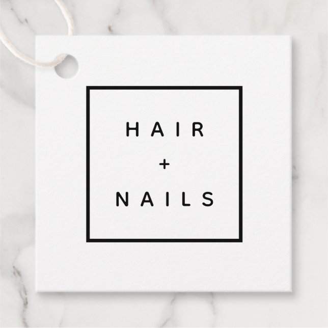 HAIR + NAGEL stylist, handgjord etikett DIY (Framsida)