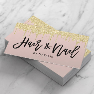 Hair & Nail Salon Guld Drives Rosa Typography Visitkort