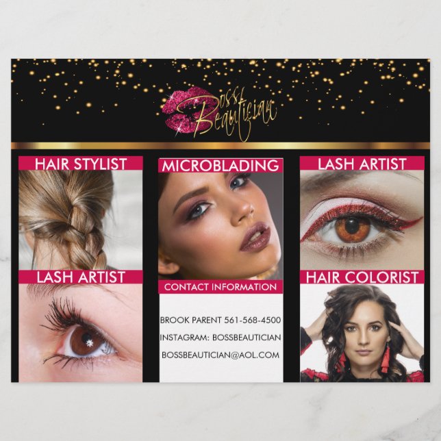 Hair och Lash Beautician Reklamblad (Framsidan)