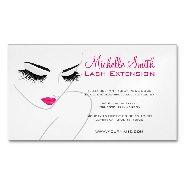Hair och skönhet Lash Extension-firma Magnetiska Visitkort (Framsida)