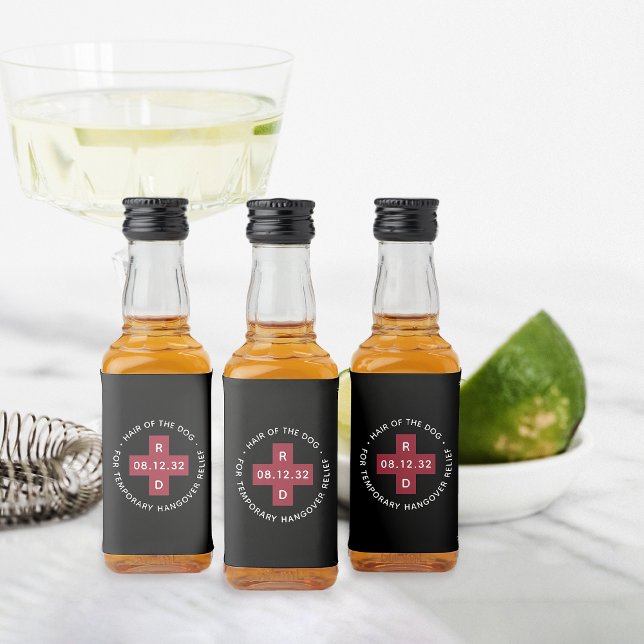 "Hair of the Hund" Funny Bröllop Hangover Relief Spritflaskor Etikett (Skapare uppladdad)