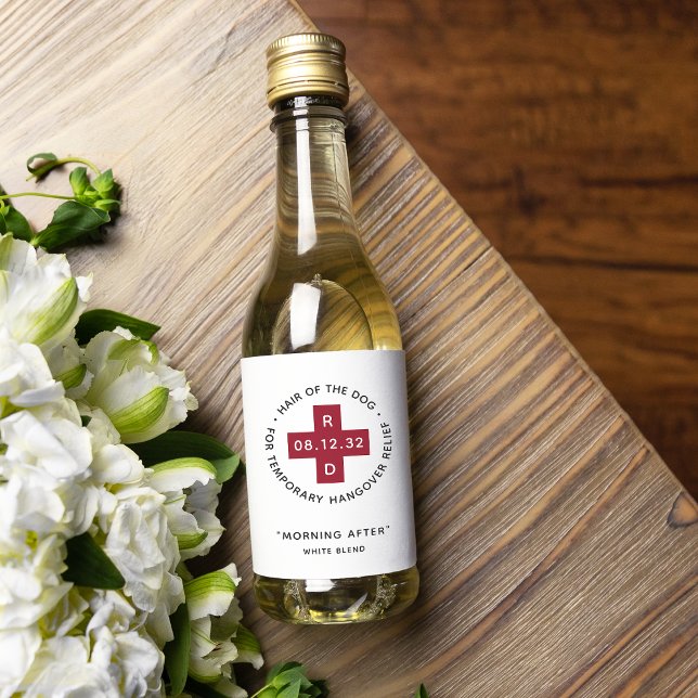 "Hair of the Hund" Funny Bröllop Hangover Relief Vinetikett (Skapare uppladdad)