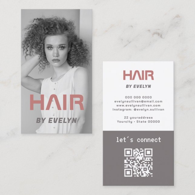 Hair Photo QR-Affärskort Visitkort (Fram/baksida)