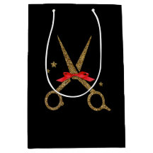 HAIR-presentsäck för gyllene glitter-sax