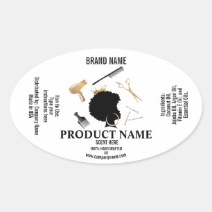 Hair Product Label-mall för paket Ovalt Klistermärke