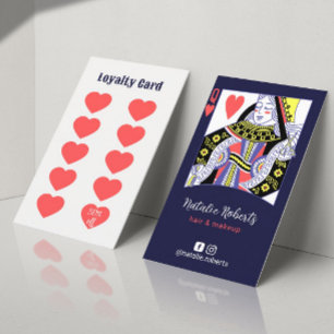 Hair Queen of Hearts Navy Hairdresser Beauty Salon Lojalitetskort