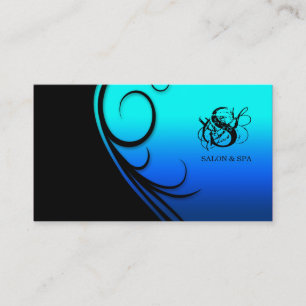 Hair Salon Affärskort Swirl Blue Black Visitkort