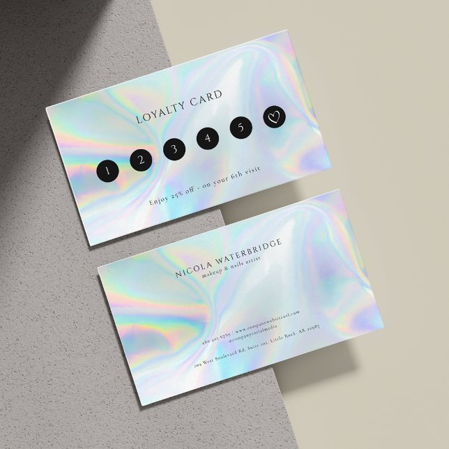 Hair Salon and Makeup Iridescent Business Lojalitetskort (Hair Salon and Makeup Iridescent Business Loyalty Card)