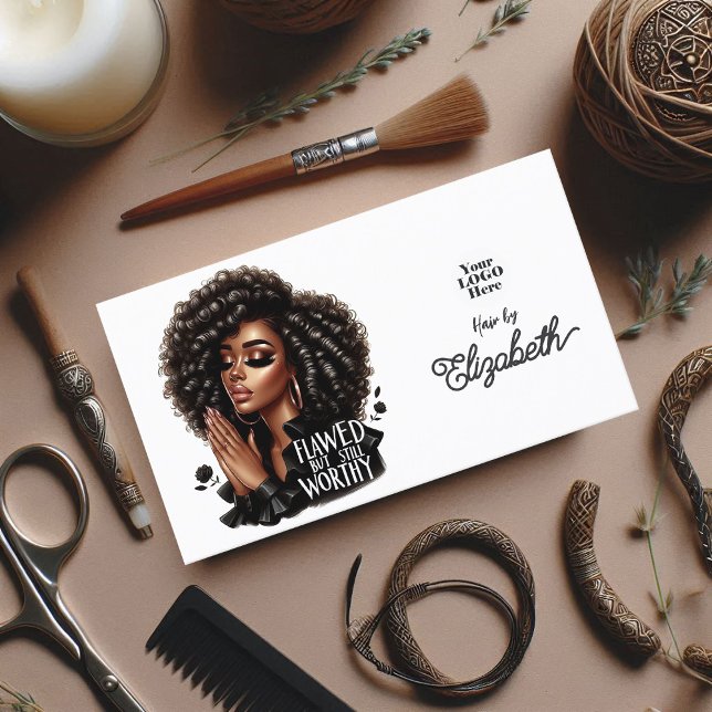 Hair Salon andlig "Flawbut still Worthy" Visitkort (Spiritual "Flawed But Still Worthy" Hair Salon Business Card)