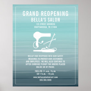 Hair Salon återöppnad Covid Safety Aqua Ombre Poster
