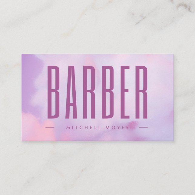 Hair Salon Barber Lila Holography Visitkort (Framsida)
