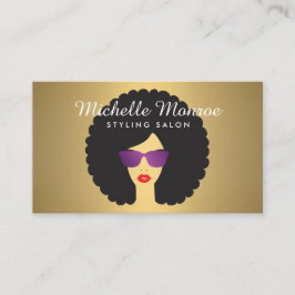 Hair Salon Beauty Girl med Afro på Faux Guld Visitkort