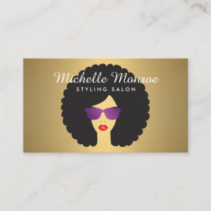 Hair Salon Beauty Girl med Afro på Faux Guld Visitkort