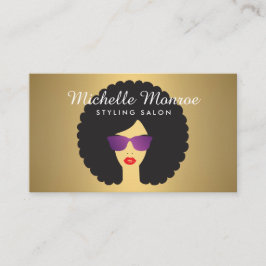 Hair Salon Beauty Girl med Afro på Faux Guld Visitkort