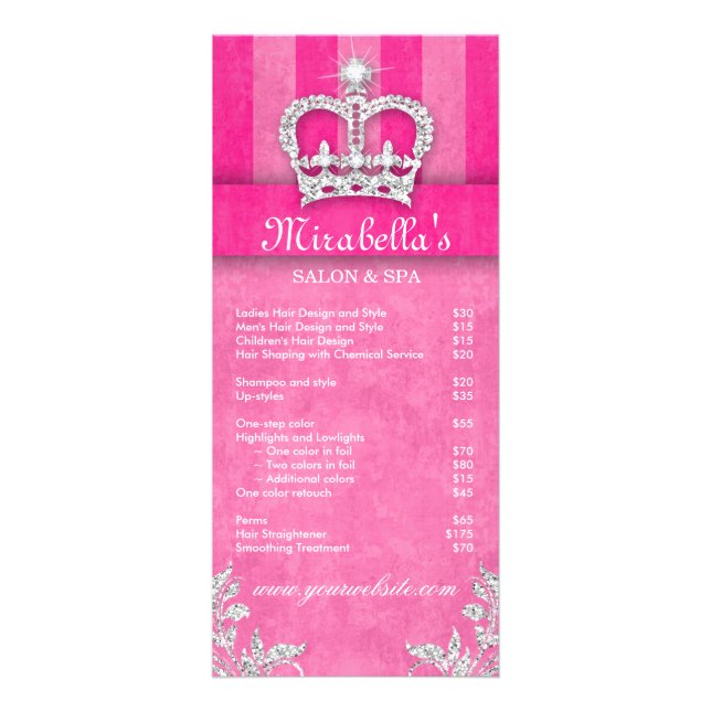 Hair Salon Beauty Rack Card Jewelry Swirl Rosa Reklamkort (Framsidan)