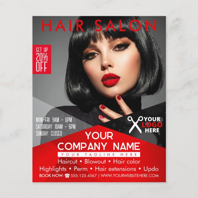 Hair Salon / Beauty Salon / Hairdresser Flygblad (Framsidan)