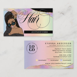Hair Salon, Braid Stylist, Loctician Rainbow Glam Visitkort