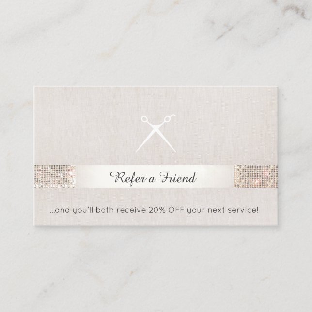 Hair Salon Customer Referral Sequin Scissors (Framsida)