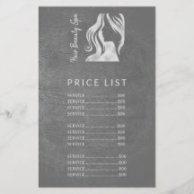 Hair Salon Elegant Silver Grått Pris List Services