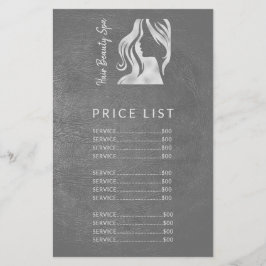Hair Salon Elegant Silver Grått Pris List Services Flygblad
