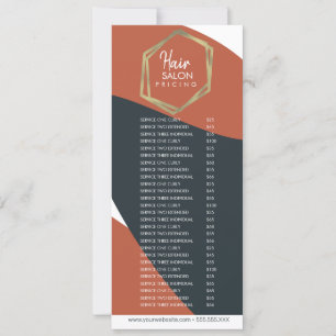 Hair Salon Flyer Pricing List Terracotta Navy Inbjudningar