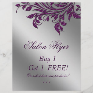 Hair Salon Flyer Sale Zebra Gnistra Lila Silver