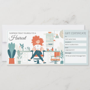 Hair Salon Gift Certificate Template, Haircut Gift Inbjudningar